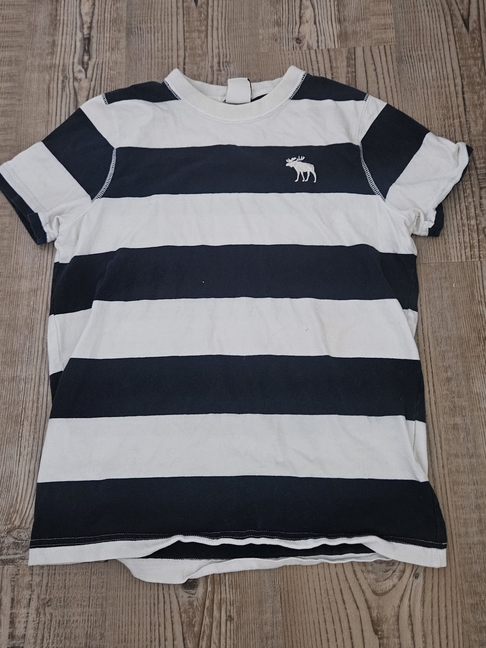 Abercrombie kids Navy & White Striped Short Muscle Sleeve Tee